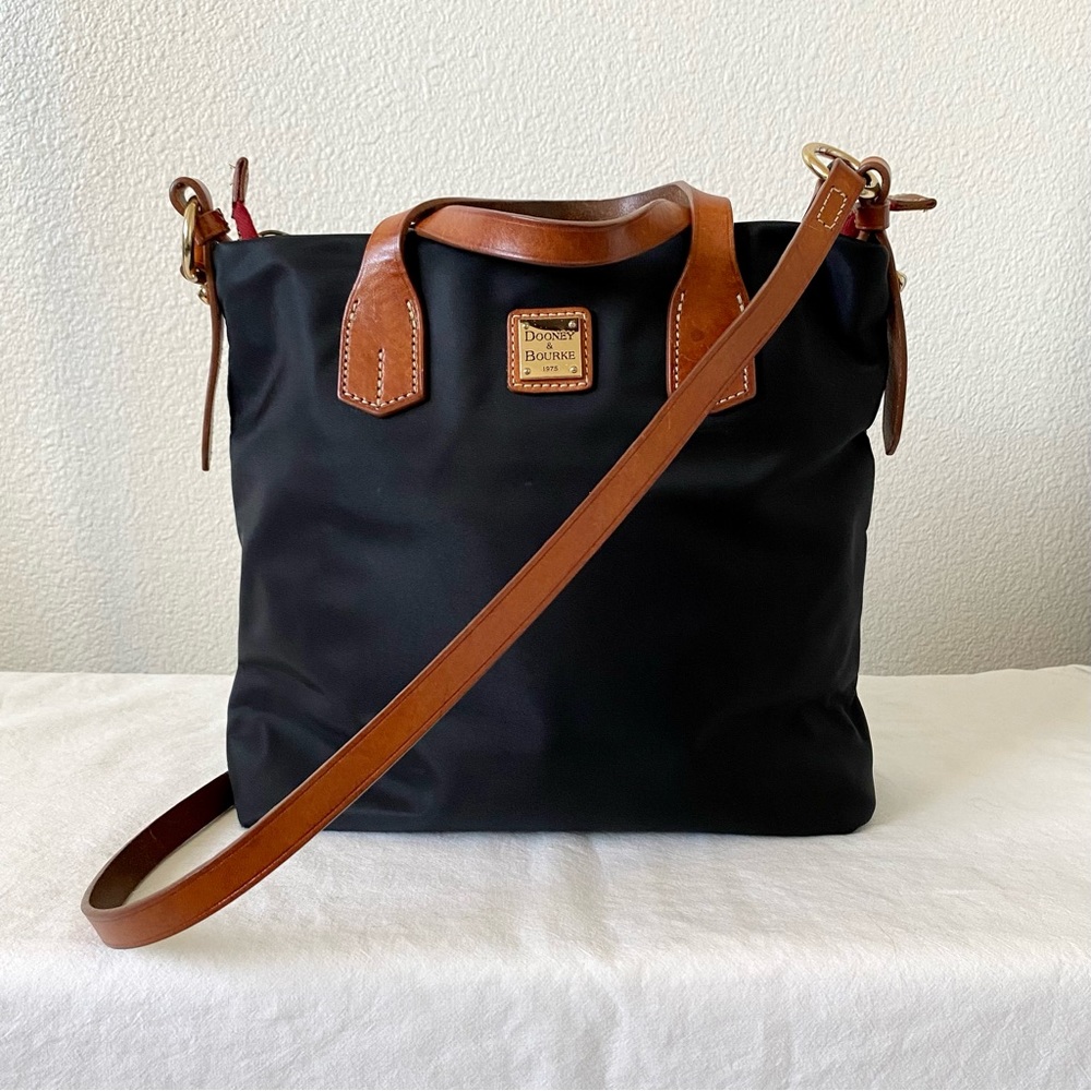 Dooney & Bourke Windham Cleo Letter Crossbody, Black & Tan Leather